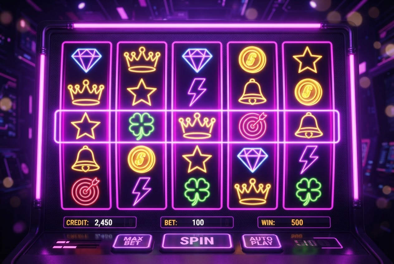 Crown Reels — preview of the virtual arcade game with 5 glowing reels